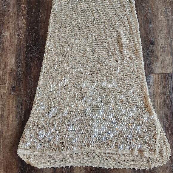 Retrofete Marie Crochet Maxi Dress in Gold Cream Size M/L NWT Sleeveless - Picture 6 of 13